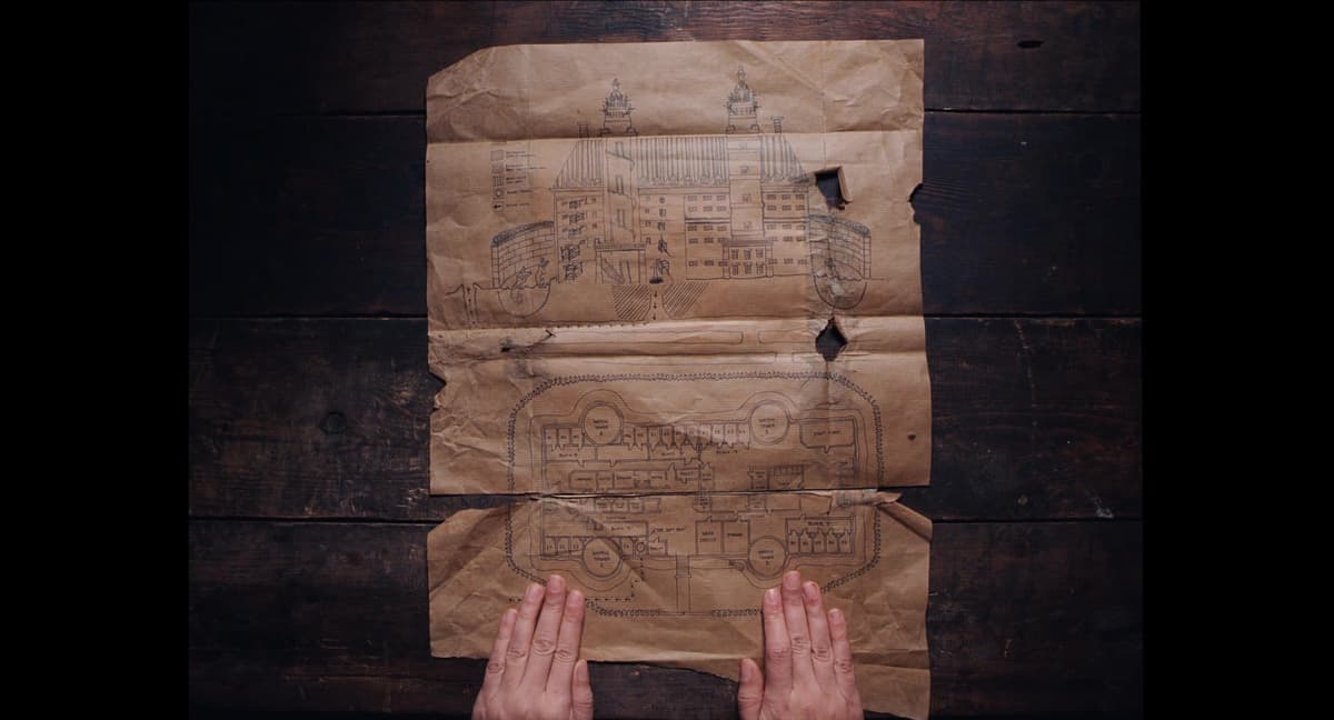 Map shown from above in the film